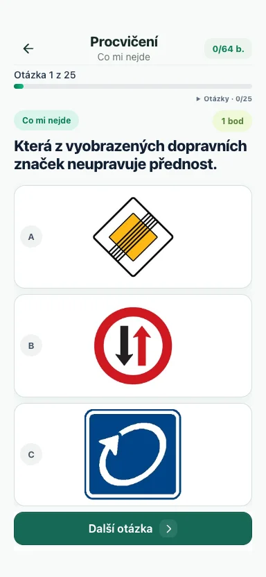 Procvičování: otázka s dopravními značkami